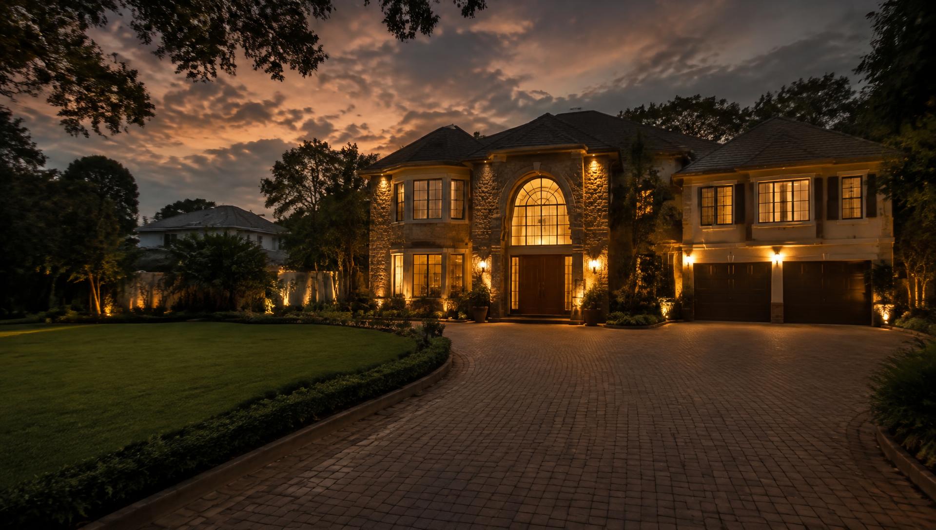 Gated estate driveway in Karen, Nairobi at dusk